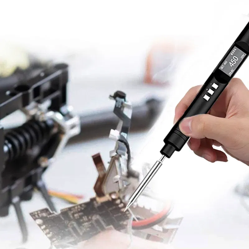 Color: Dark blue, Ships From: CHINA - PTS200 Smart Electric Soldering Iron 100W Mini Portable Fast Heating Soldering Station Universal TS101/TS100 Soldering Iron Tip