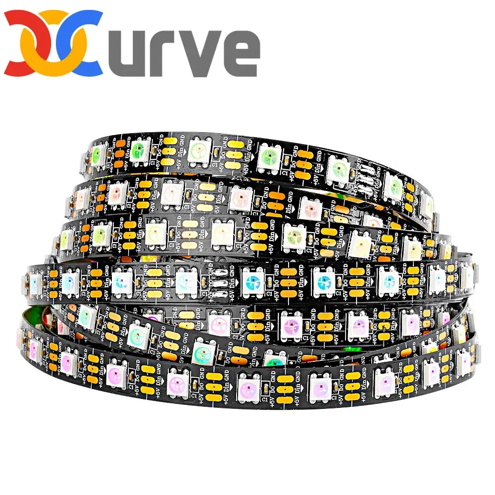 Emitting Color: Emitting Color7, Color: Light Grey - 1m/2m/5m WS2812B ECO 30/60/100/144 pixels/leds/m TV RGB Led Strip Light WS2812 IC Individually Addressable Black/White PCB DC5V