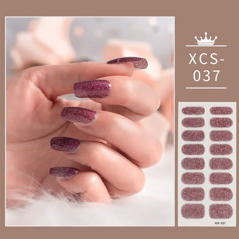 Color: Amry Green - Rose Red Shiny Twinkle Full Cover Nail Stickers Sticker For Nails Self Adhesive Nail Sticker Fashion Nail Stickers Beauty