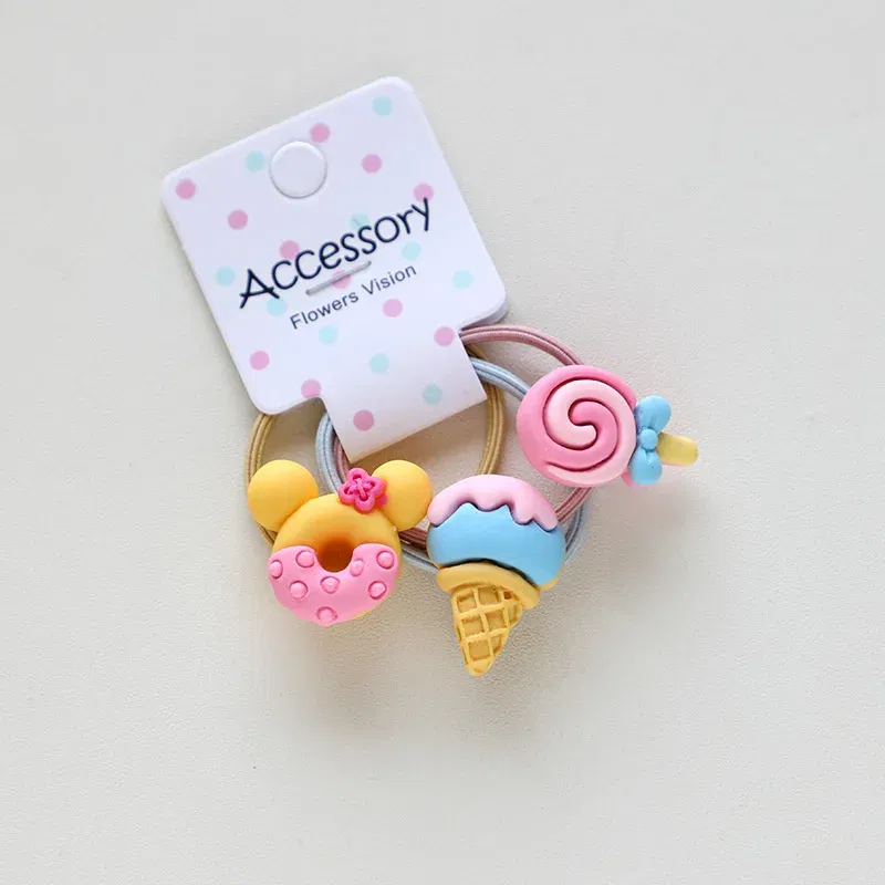 Color: light green - 3PCS New Cute Cartoon Rainbows Princess Headwear Kids Elastic Hair Bands Children Tie Girls Accessories Baby Headdress