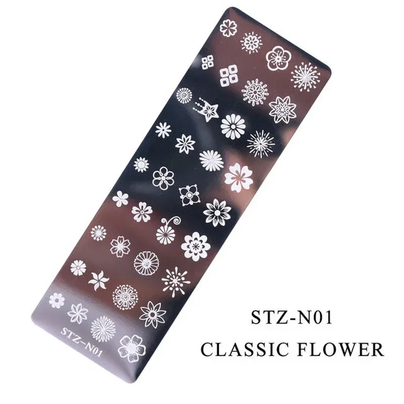 Color: Red - 12Designs Retro Flower Butterfly Nail Art Templates Stamping Plate Snowflake Animal Lace Stamp Templates Plate Image Decor Tools
