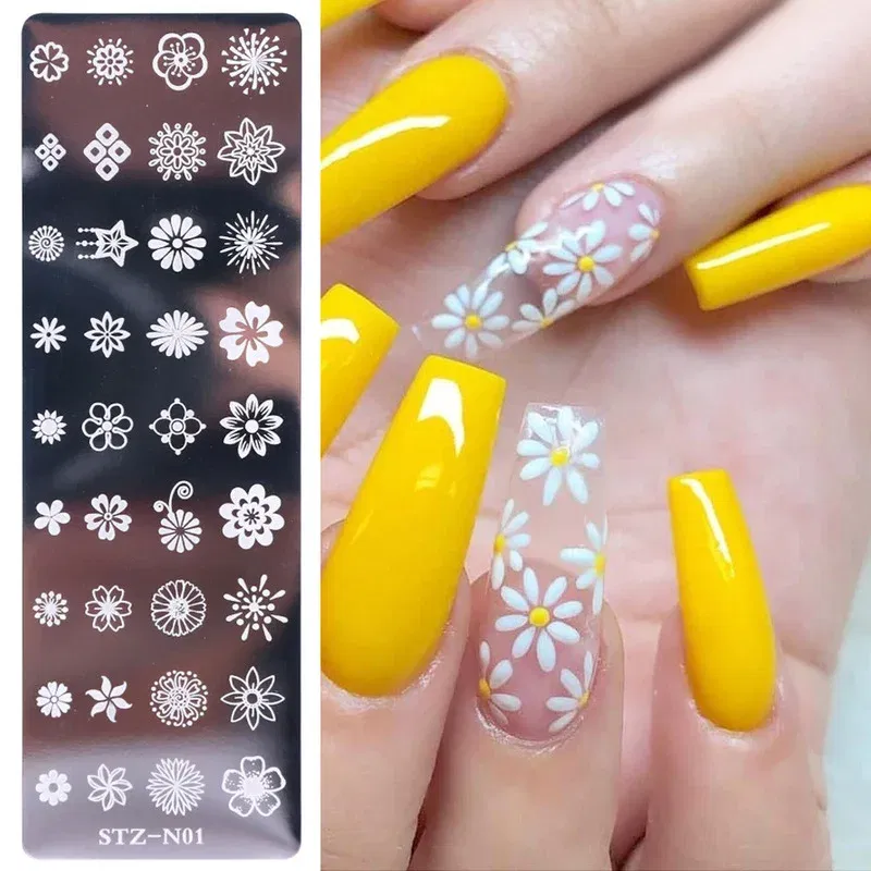 Color: Red - 12Designs Retro Flower Butterfly Nail Art Templates Stamping Plate Snowflake Animal Lace Stamp Templates Plate Image Decor Tools