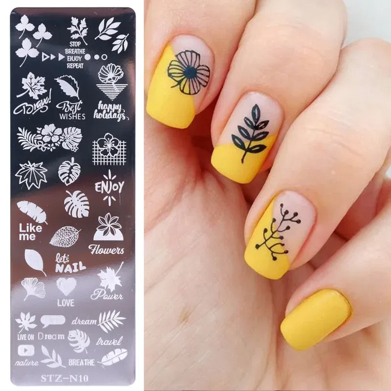 Color: Red - 12Designs Retro Flower Butterfly Nail Art Templates Stamping Plate Snowflake Animal Lace Stamp Templates Plate Image Decor Tools