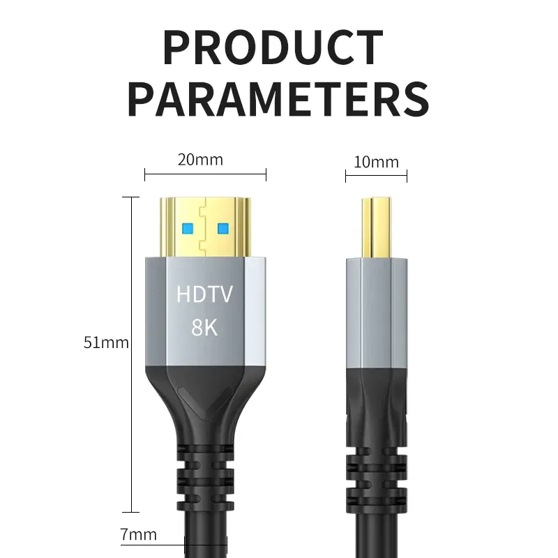 Color: Sky blue, Length: 2m, Ships From: CHINA - 8K HDMI 2.1 Cable 4K@120Hz 8K@60Hz 48Gbps EARC ARC HDCP Ultra High Speed HDR For RTX Video Cable PC Laptop Projector HD TV PS5