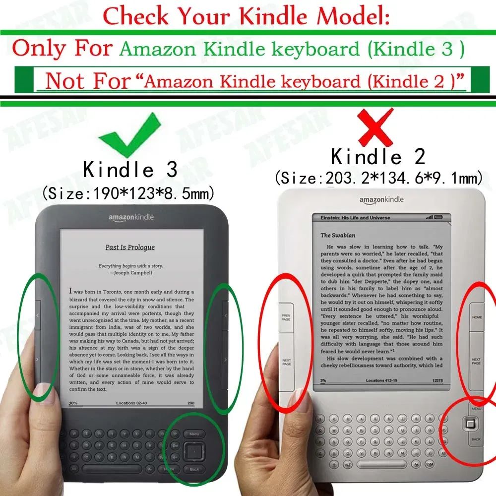 Color: SKY BLUE - Lightweight Stand Case For Kindle Keyboard 3rd Gen Leather Cover Reader Kindle3 Kindle D00901 Flip Folio Magnetic Closure