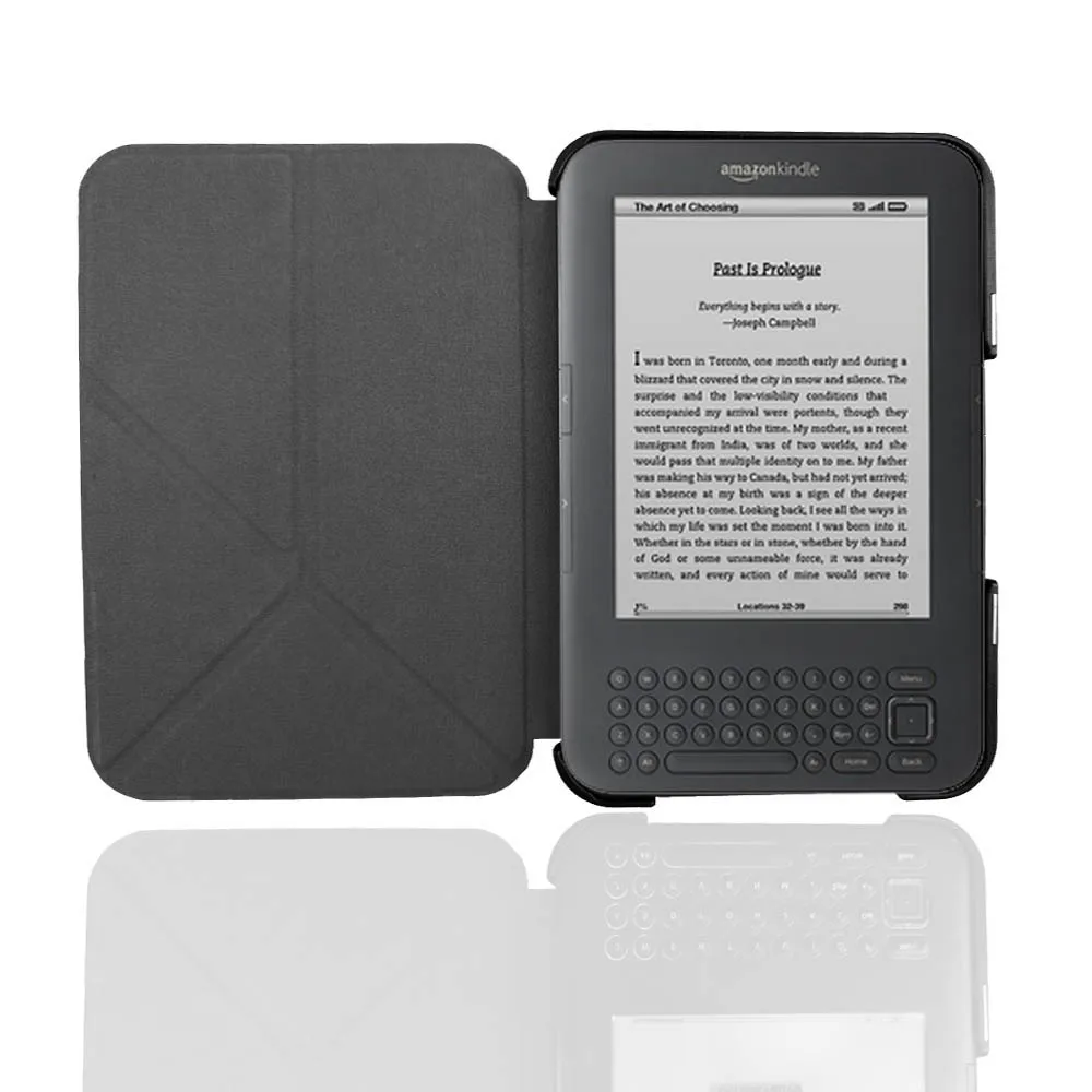 Color: SKY BLUE - Lightweight Stand Case For Kindle Keyboard 3rd Gen Leather Cover Reader Kindle3 Kindle D00901 Flip Folio Magnetic Closure