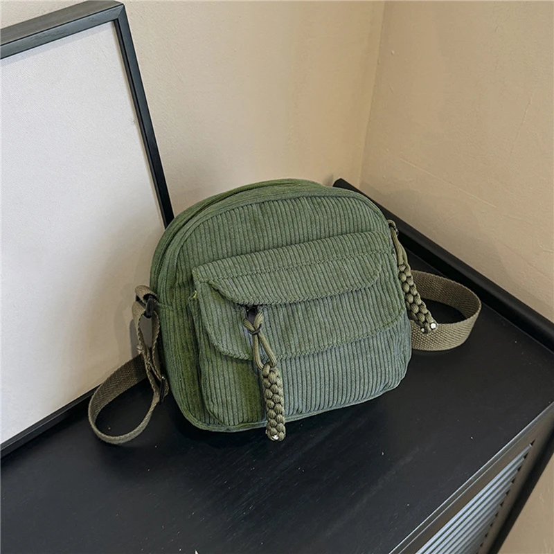 Color: Brown - Crossbody Bags Women Canvas Flap-bag Kawaii Harajuku All-match Students Casual Female Handbags Korean Ulzzang Daily Chic Fashion