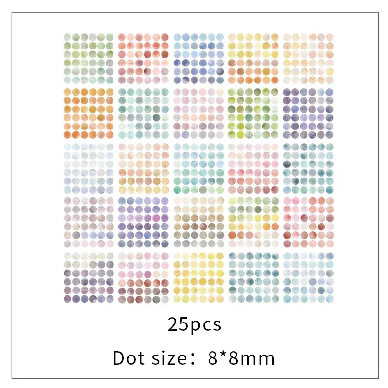 Color: light yellow - 20 Sheets Watercolor Polka Dot Sticker Bullet Journaling Accessories Scrapbooking DIY Color Label Washi  Stationery Gift