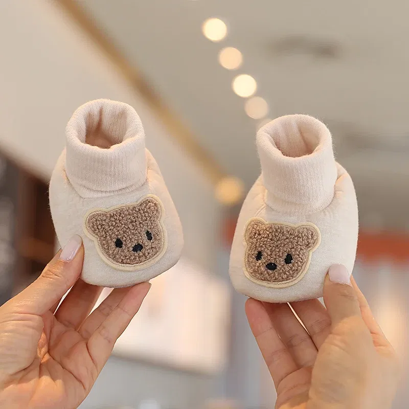 Color: Dark Grey, Baby Age: 7-12 Months - Winter New Cute Cartoon Baby Booties Boy Girl Boots Cotton Soft-Sole Non-Slip Warm Toddler First Walkers Infant Crib Shoes