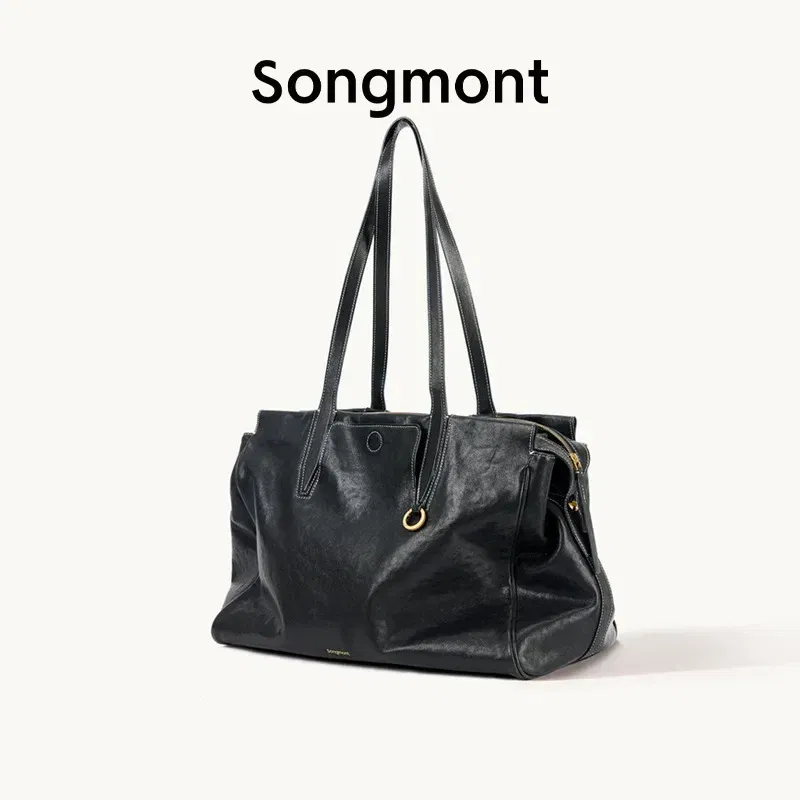 Color: Mustard - Songmont Tracking Series Travel Bag Vegetable Tanned Leather Briefcase, Simple Shoulder Bag