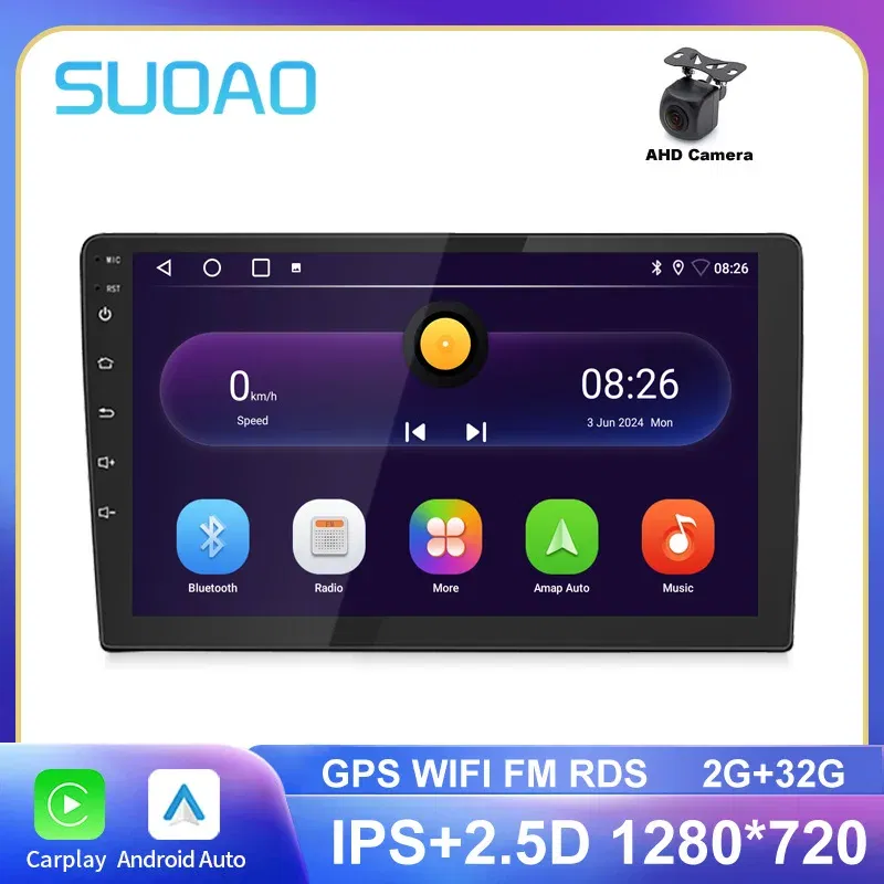 Color: Yellow, Ships From: CHINA - 2 Din Car Radio Carplay 1280*720 Android Auto Universal Multimedia Player GPS WIFI Autoradio Stereo Video System AHD Camera