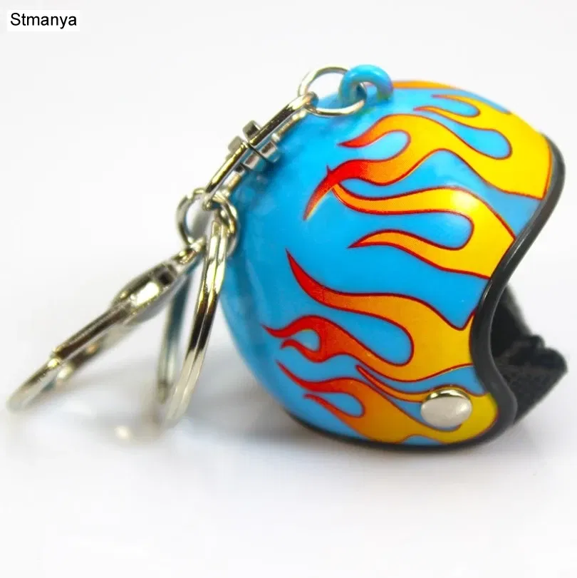 Color: Beige - New Motorcycle Helmets Key chain Women men Cute Safety Helmet Car Keychain Bags Hot Key Ring gift Jewelry wholesale 17022