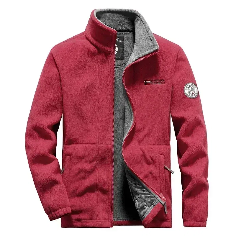 Color: Beige, Size: XS?€old?‰ - Men Fleece Jacket Pockets Thicken Polar Norway Ski Jackets Cold-proof Overcoat Plus Size Outwear Autumn Winter Casual Warm Coat