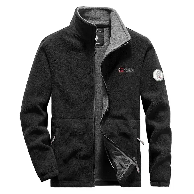 Color: Beige, Size: XS?€old?‰ - Men Fleece Jacket Pockets Thicken Polar Norway Ski Jackets Cold-proof Overcoat Plus Size Outwear Autumn Winter Casual Warm Coat