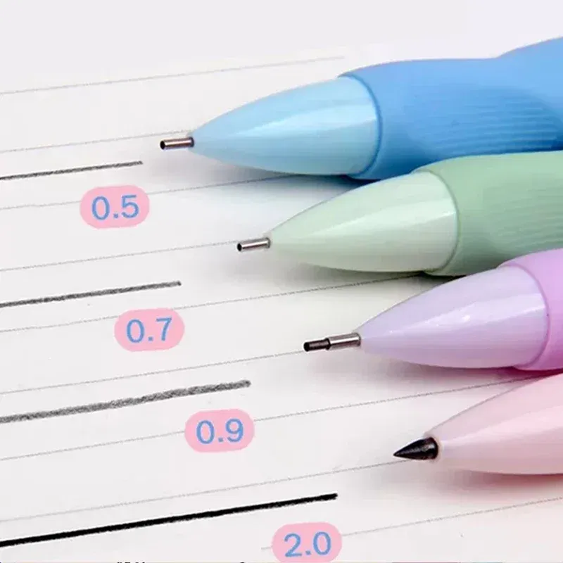 Color: WHITE - 0.5/0.7/0.9/2.0mm Cute Dolphin Mechanical Pencil Correct holder Pencil 2B Lead Student Writing Drawing Supply School Stationery
