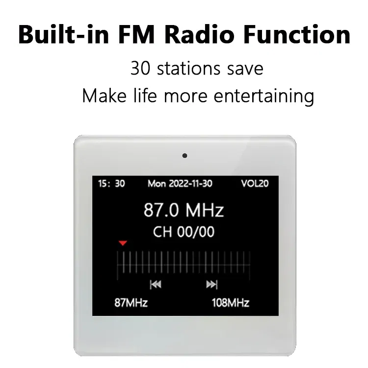 Color: Orange - Mini 3.5inch Touch Screen Wireless Bluetooth Smart Home Audio System Music Player 2 Channel FM Radio USB In Wall Amplifier