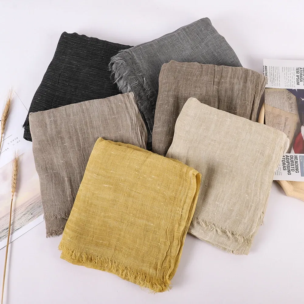 Color: Gold, Size: One Size - Fashion New Cotton Pashmina Plain Shawls Women Solid Color Scarf Wraps Scarves Kerchief Muslim Hijab Lady Autumn Winter Warm