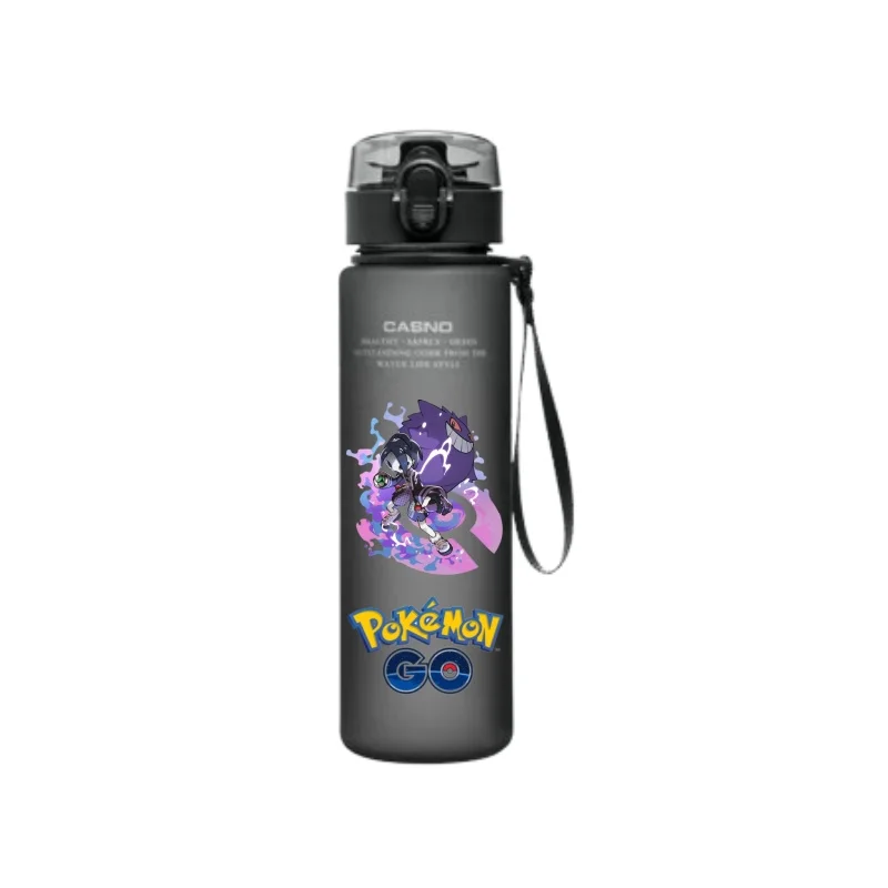 Color: Pink - 560ML Pokemon Water Cup Anime Portable Children's Cute Pikachu Gengar Plastic Outdoor Sports Large Capacity Water Bottle Gifts
