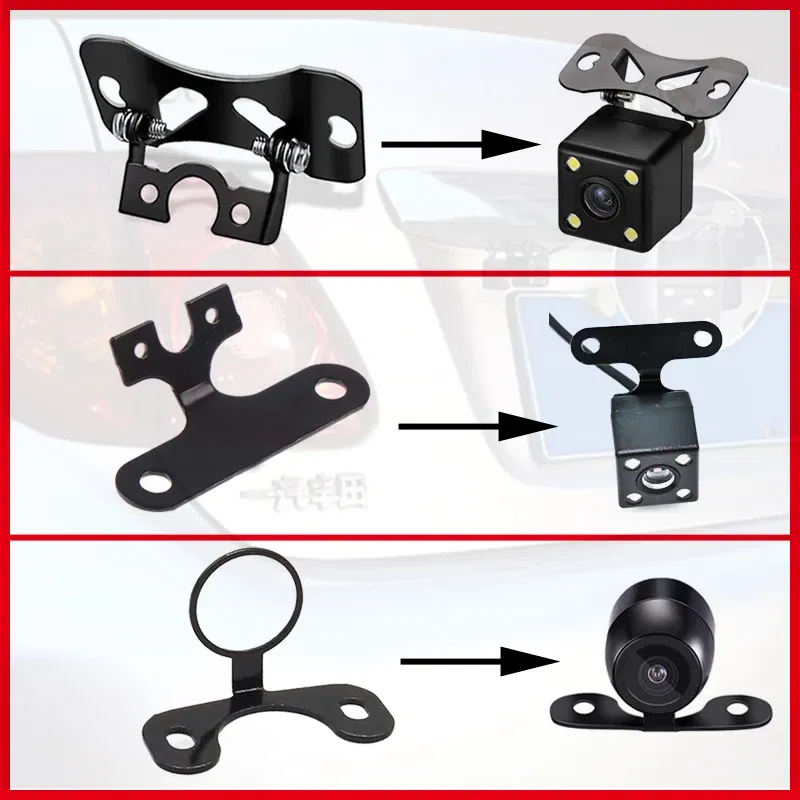 Color Name: Silver - Universal Car Rear Camera Mounting Bracket Black Stainless Steel Holder Case For DVR/Rearview/Back Up/Reserve Camera