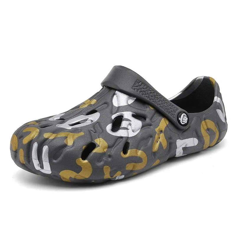 Color: Clear, Shoe Size: 43 - Men Summer Slippers Thick Sole Mens Clogs Sandals Hollow Breathable Flip Flops Sandals Shoes Fashion Beach Slippers