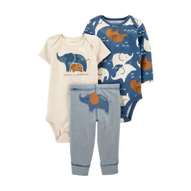 Color: CRIMSON, Ships From: CHINA, Kid Size: 12M - 3PCS Baby Boy Clothes Autumn Newborn Baby Clothes Bodysuits+Pants Animal Outfit Infant Pajama Pure Cotton Sets 0-24M Jumpsuit