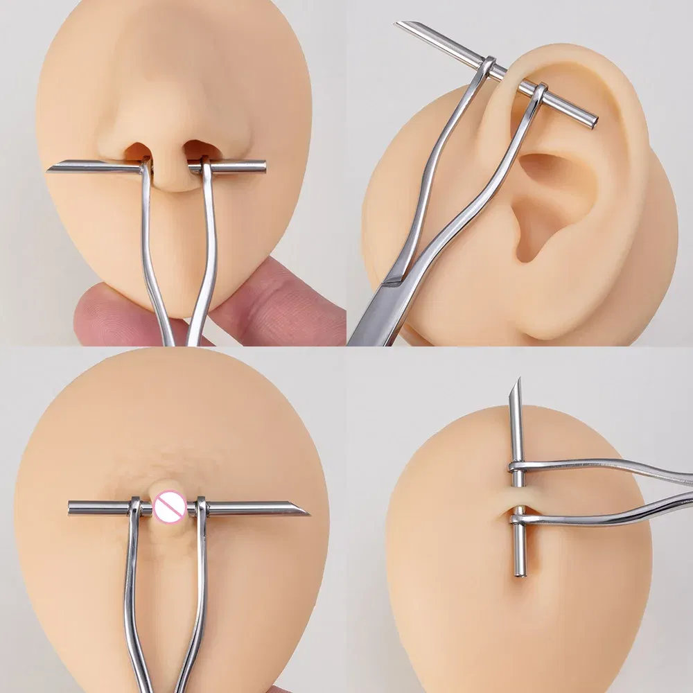 Metal color: Rhodium Plated - Surgical Steel Pliers Body Piercing Tool Forceps Needle Pipe Clamp Tweezers Open Close CBR Ring Plier Ear Belly Nose Pierc Tools