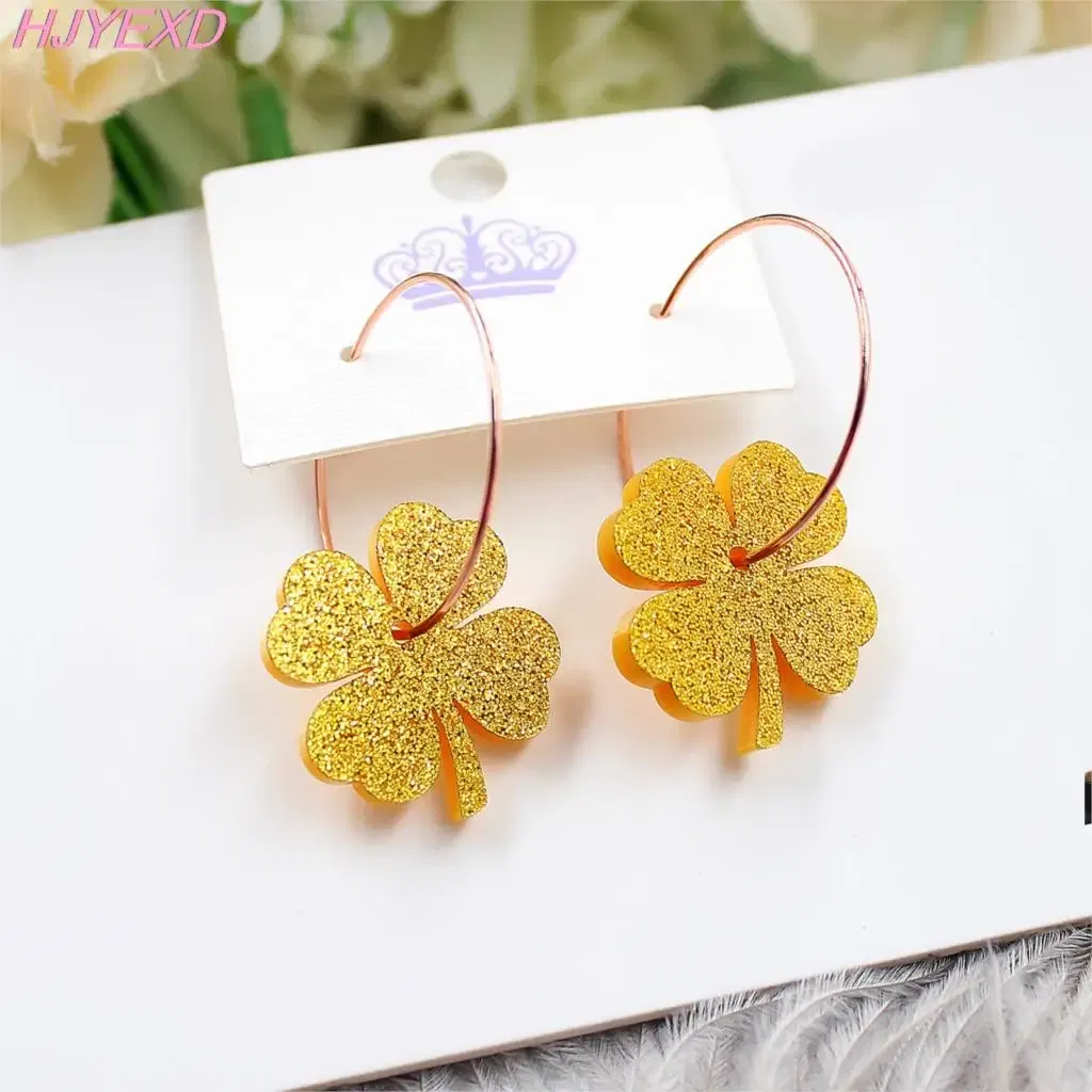 Metal Color: Army Green Zinc, Ships From: CN - HP096 Acrylic Four Leaf Clover Dangle Earrings Beach Earrings Glitter Cute Acrylic Earrings