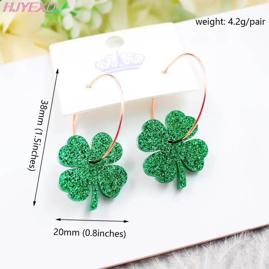 Metal Color: Army Green Zinc, Ships From: CN - HP096 Acrylic Four Leaf Clover Dangle Earrings Beach Earrings Glitter Cute Acrylic Earrings