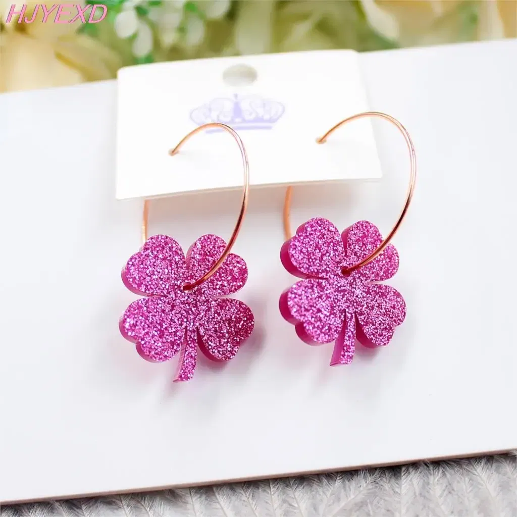 Metal Color: Army Green Zinc, Ships From: CN - HP096 Acrylic Four Leaf Clover Dangle Earrings Beach Earrings Glitter Cute Acrylic Earrings