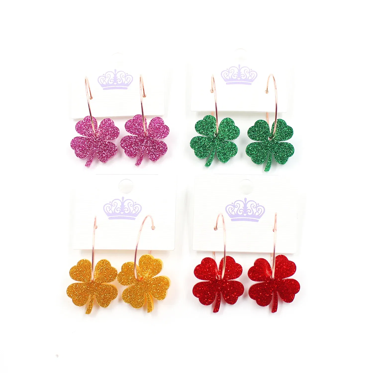 Metal Color: Army Green Zinc, Ships From: CN - HP096 Acrylic Four Leaf Clover Dangle Earrings Beach Earrings Glitter Cute Acrylic Earrings