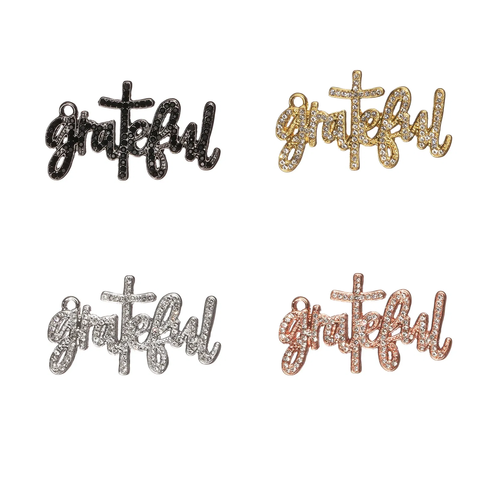 Metal color: ROSE GOLD COLOR, Ships From: CHINA - 10pcs Grateful Rhinestone Letter Charms Fit for Bracelet DIY Jewelry Making LTC0337-LTC0340