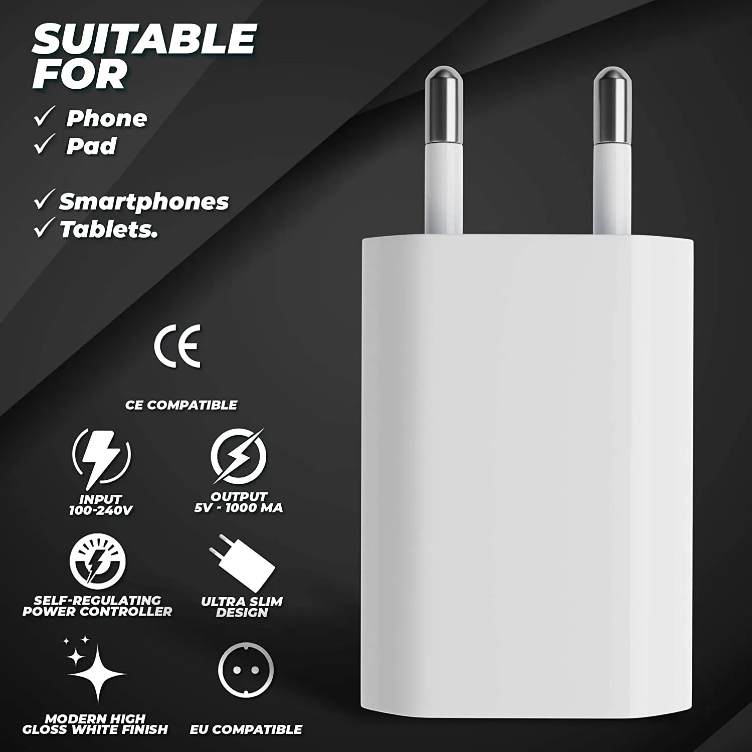 Plug Type: DE - 1/3/5/10pcs 5V 1A Eu AC Home Travel USB Wall Charger For IPhone 6 7 8 plus x xr 11 12 13 14