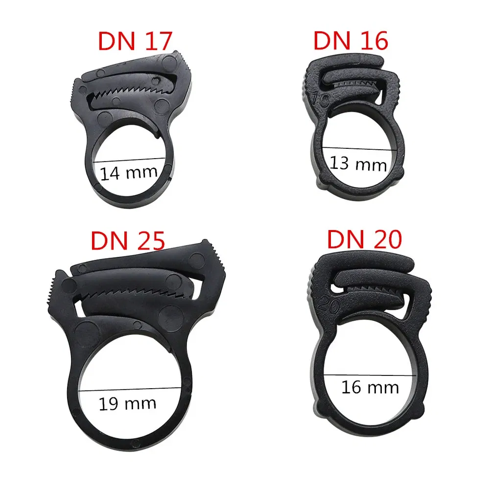 Size: 7 inches - 5 Pcs DN16 DN17 DN20 DN25 Pipe Tightening Clamps Plumbing Irrigation Tube Hose Fastening Buckles Home Improvement Fixed Clips