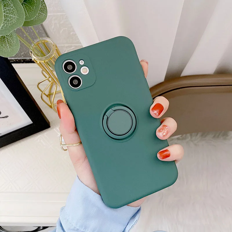 Color: Brown, Compatible-Phone Models: For iPhone 13 Pro, Ships From: CN - With Ring Holder Shockproof Case For IPhone 16 15 14 13 12 11 Pro Max Silicone TPU Soft Back Cover