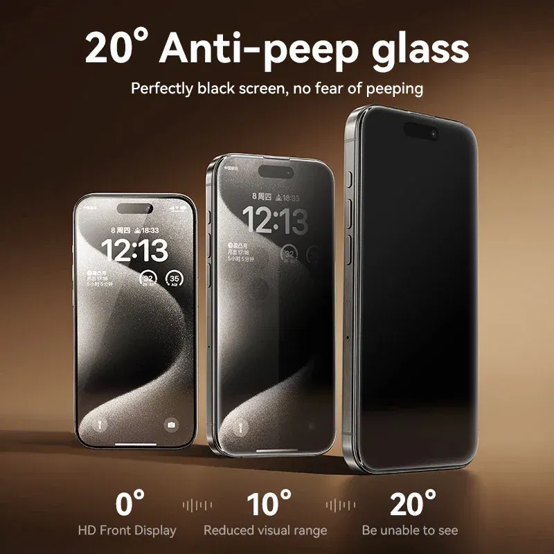 Bundle: Bundle 20, Ships From: CHINA, Material: High Definition - Joyroom 1/2PCS 20?° Anti-spy Glass For iPhone 16 15 Pro Max Glass For iPhone 14 13 12 Pro Max Privacy Screen Protector Glass