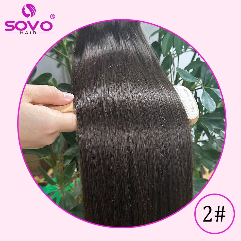 Color: #2, Length: 14 inches - SOVO Clip In Hair Extensions Human Hair 3 Pieces Bone Straight Clip Ins Hair Extension 60-90G Real Natural European Hair 12-26"