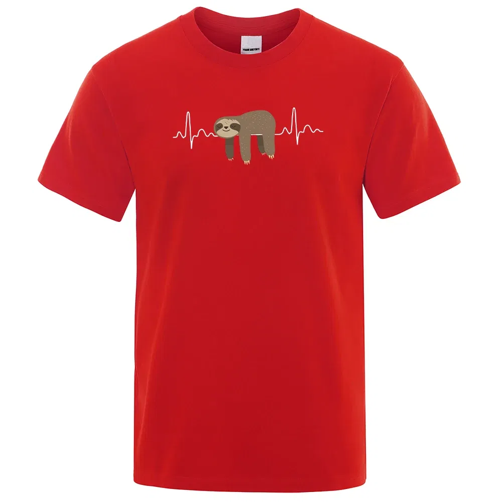 Color: Navy Blue, Size: XXL - Sloth Resting On Tummy Printing Mans T Shirts Crewneck Soft T-Shirts Comfortable S-XXXL Tee Shirts Oversized Casual T-Shirt Man