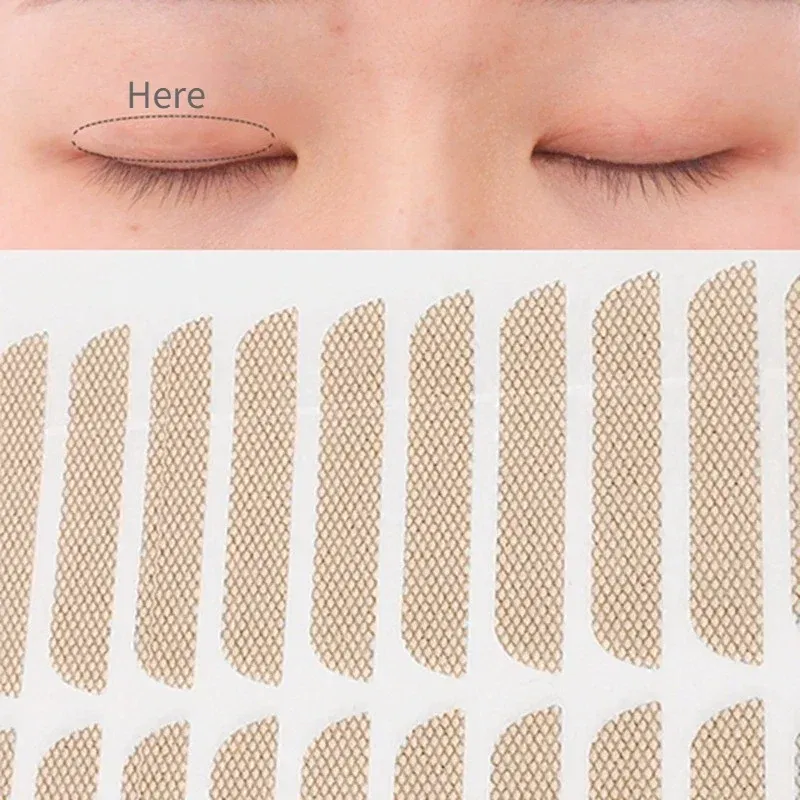 Color: Red - Natural Eye-Lift Mesh-Lace Transparent Invisible Self-adhesive Eyelid Tapes Stickers Women Invisible Double-fold Eyelid Stickers