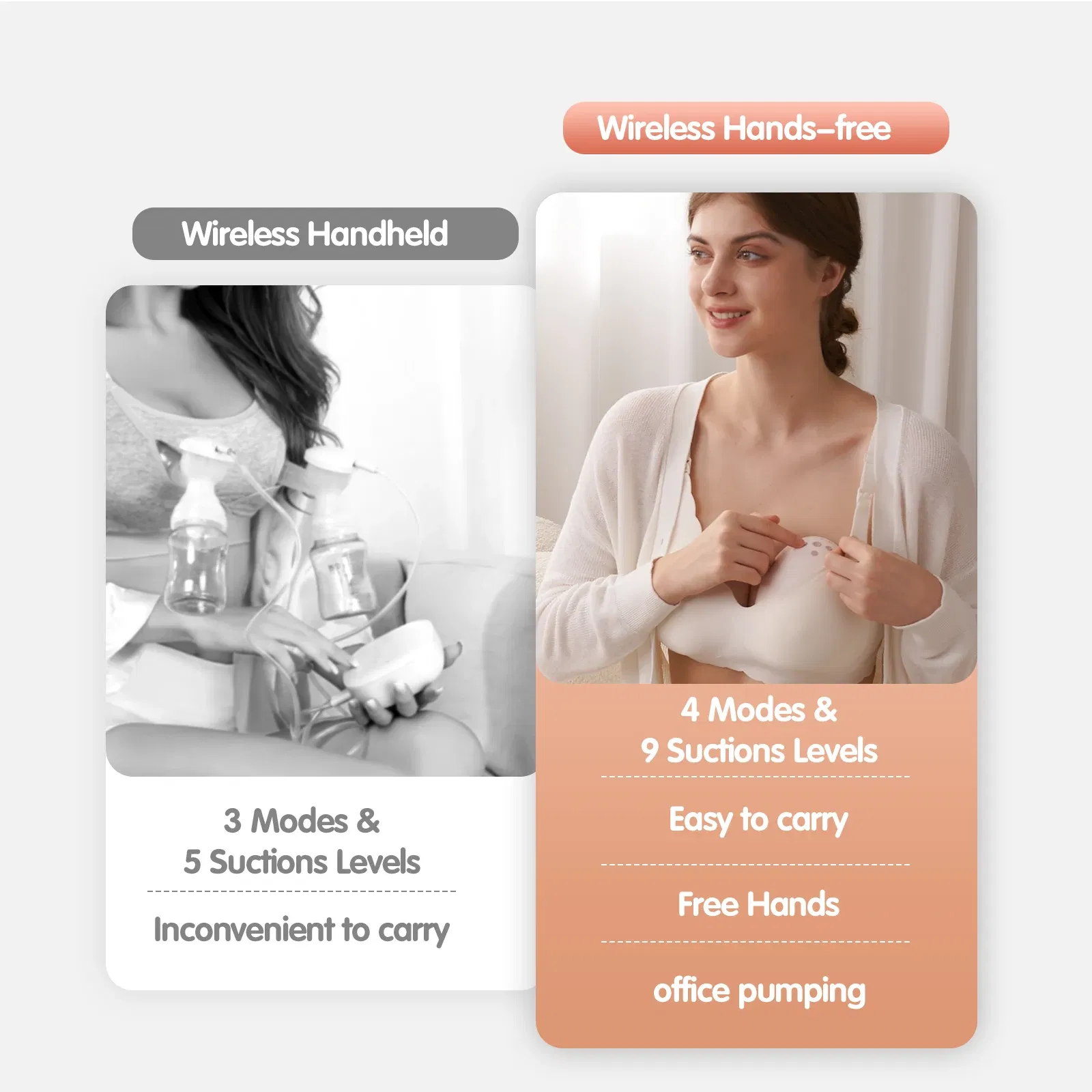 Color: light yellow - NCVI Hands Free Breast Pump, Double Wearable Breast Pump, Electric Breast Pump with 4 Modes & 9 Levels