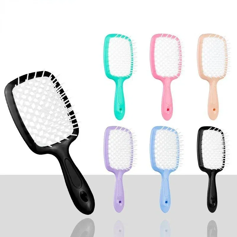 Color: Blue - Scalp Massage Combs for Women Salon Hair Brush Air Cushion Combs Hair Comb Ponytail Combs Hollowing Out Fashion Hair Accessories