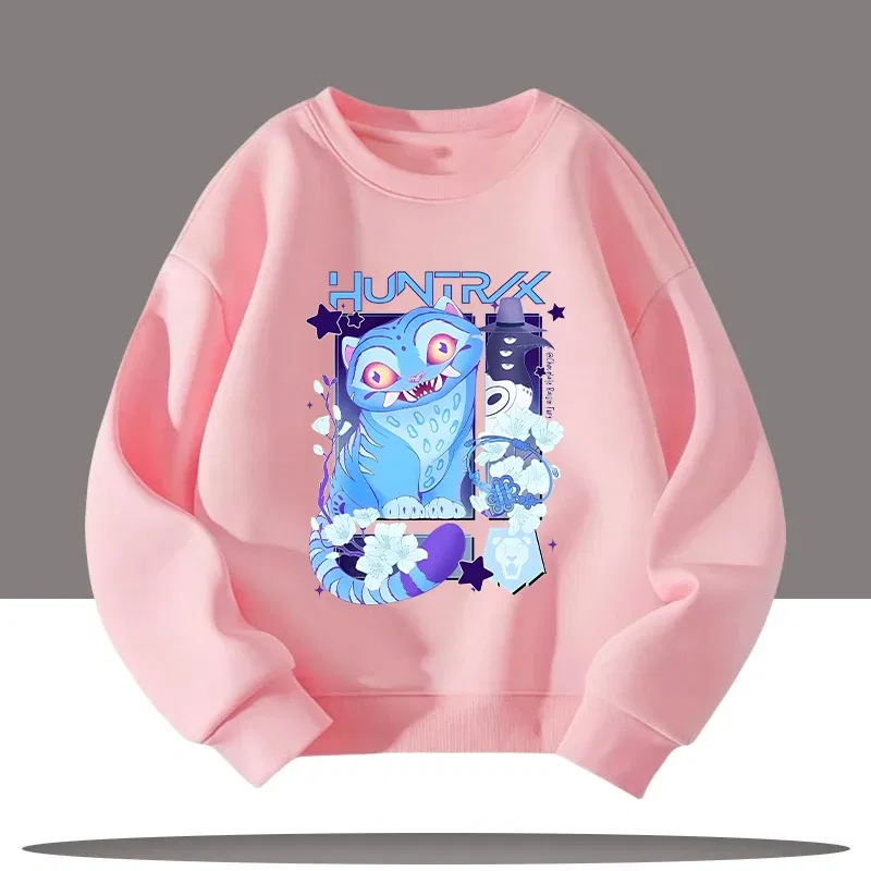 Color: GRAY, Kid Size: 5 - K-pop Demon Hunters New Children's Round-neck Sports Shirt with Cartoon Print - 3-12 Years Old Cute Girl Casual Top