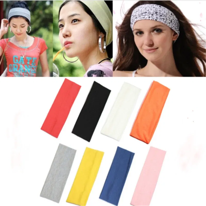 Color: Yellow - Sweatband Headband Elasticity Sweat Bands Stretch Head Hair Band Sports Safety Yoga Basketball Gym Sport for Men and Women