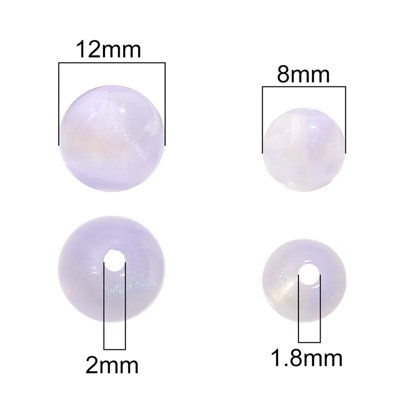 Color: GRAY, Ships From: CN - 20/50pcs 8/12mm Acrylic Round Pearl Luster Beads for Earring Necklace Keychain DIY Jewelry Making