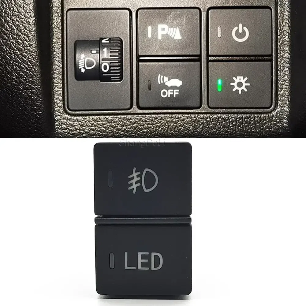 Color: Red - LED Light Car Dual Switch Front Fog Light Steering Wheel Heating Button With Wire For Honda CRV URV AVANCIER CITY Accessories