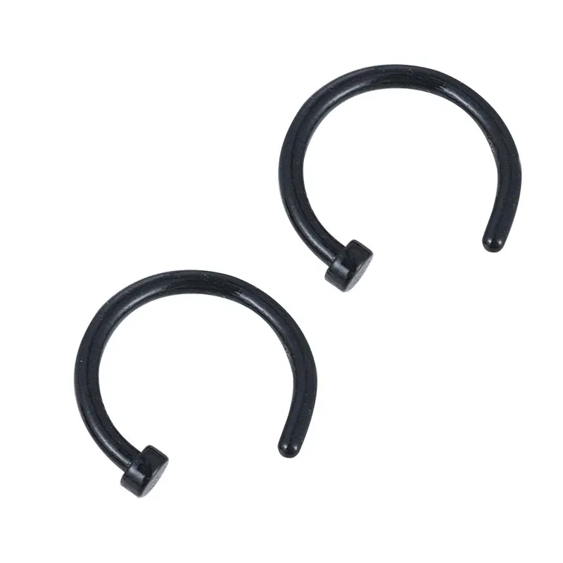 Metal color: Black Zinc Plated - 6/8/10mm Surgical Steel Fake Non Nose Stud Ring False Lip Curler Septum Piercing Hoop Jewelry for Women Men Body Accessories
