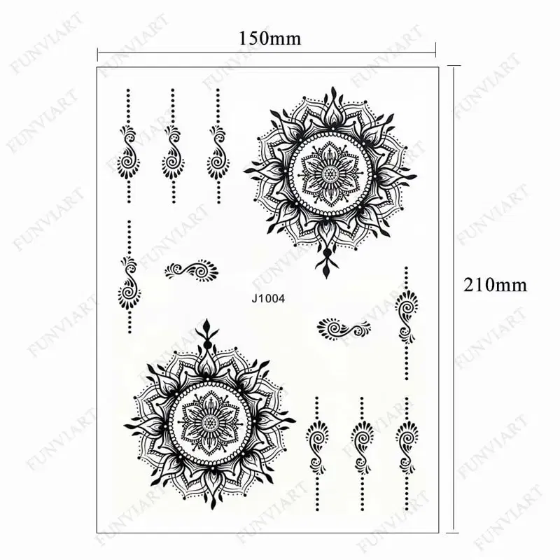 Color: BRONZE, Ships From: CHINA - Black Henna Temporary Tattoos for Women Lace Flower Mehndi Sticker for Hand Fake Henna Tattoo Sticker Body Art Hena Tatoo