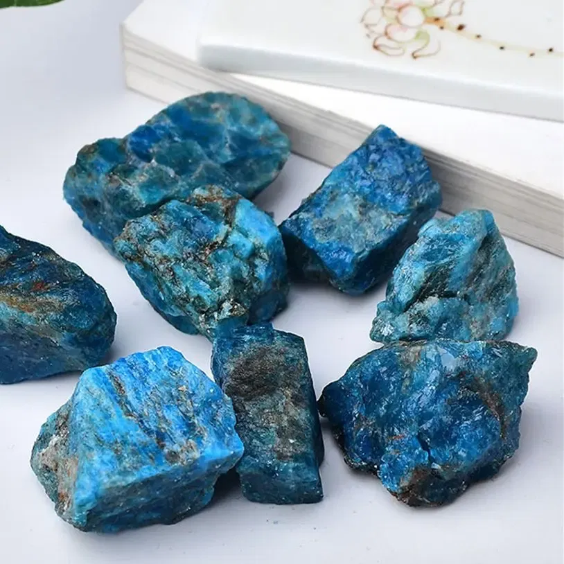 Size: 50-60mm - 150g Natural Blue Apatite Crystal Stone Gravel Rough Healing Mineral Specimen Collection Room Decor