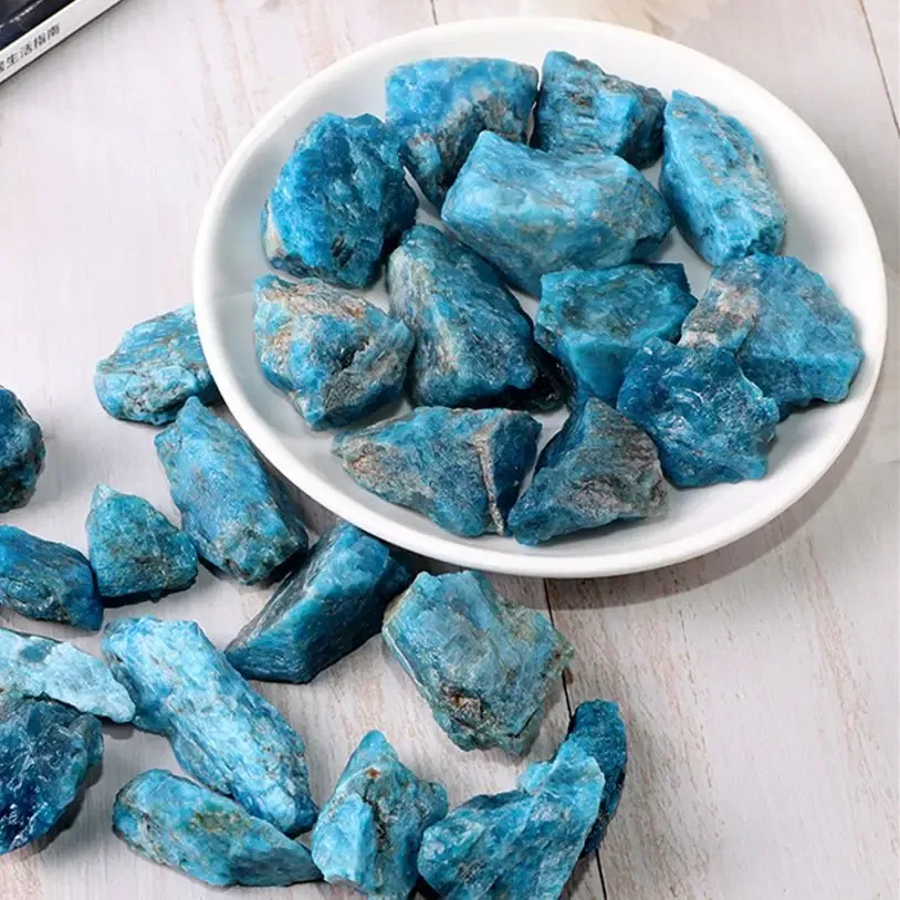 Size: 50-60mm - 150g Natural Blue Apatite Crystal Stone Gravel Rough Healing Mineral Specimen Collection Room Decor