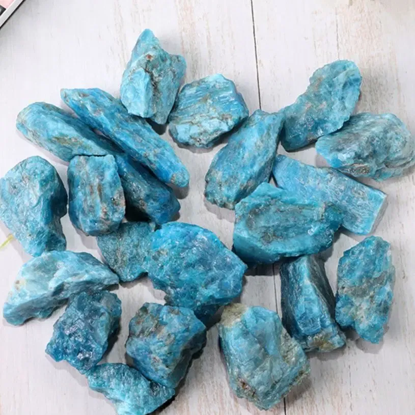 Size: 50-60mm - 150g Natural Blue Apatite Crystal Stone Gravel Rough Healing Mineral Specimen Collection Room Decor