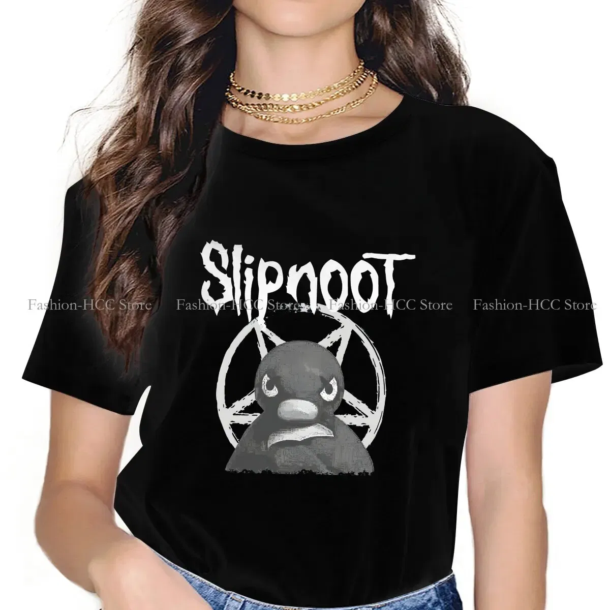 Color: black, Size: S - Slipnoot White Print Style Polyester TShirt Pingu Cartoon Comfortable Hip Hop Gift Clothes  T Shirt Stuff